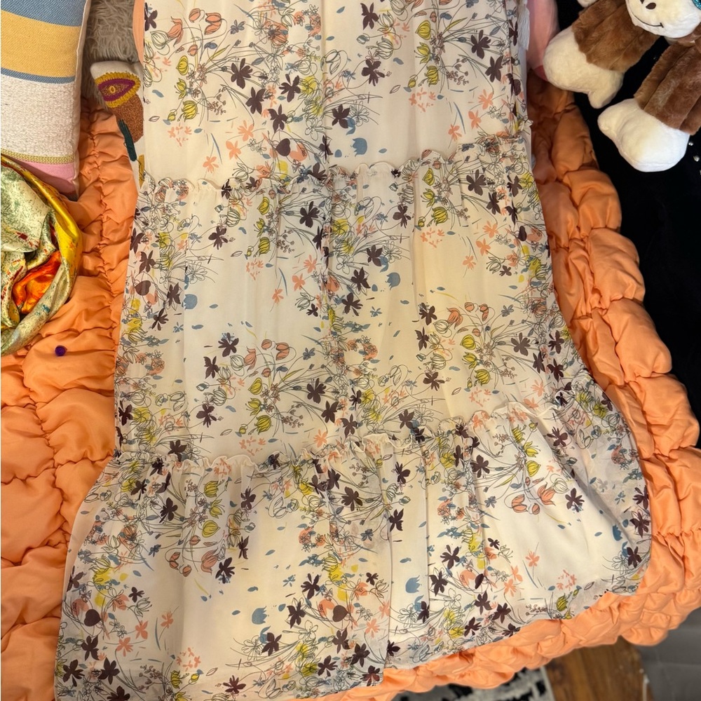 Melrose and Market Floral A-Line Skirt - Cream and Multicolor